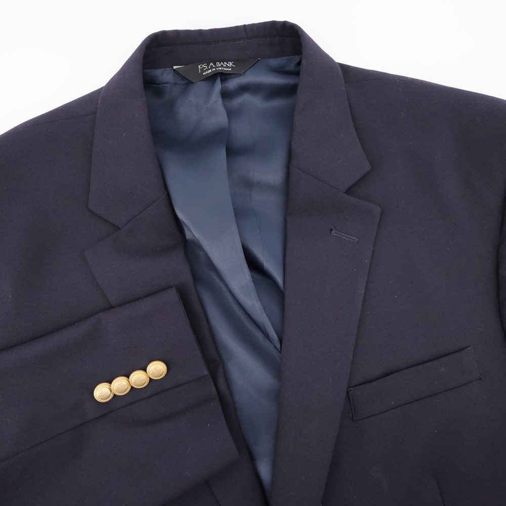 Jos. A. Bank Navy Blue Gold Buttons Executive Wool Blazer Mens 44 Short